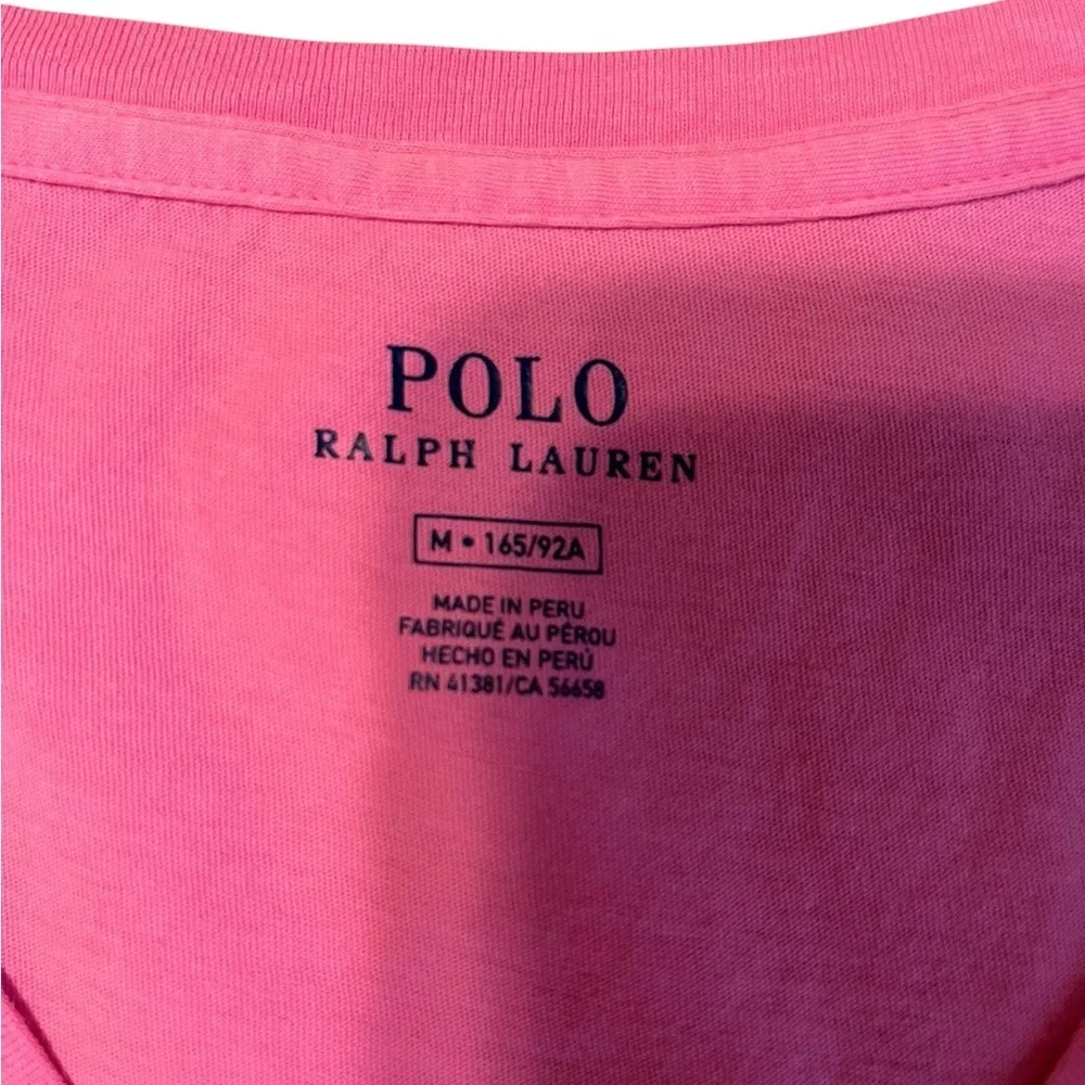 Polo by Ralph Lauren Pink V-Neck Short Sleeve Tee Size Medium - Picture 3 of 5